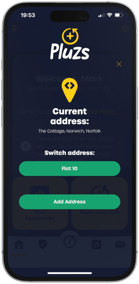Address selection in the Pluzs App