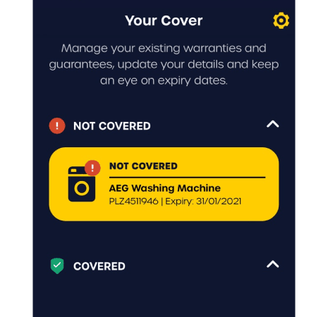 Your Appliance Cover in the Pluzs App